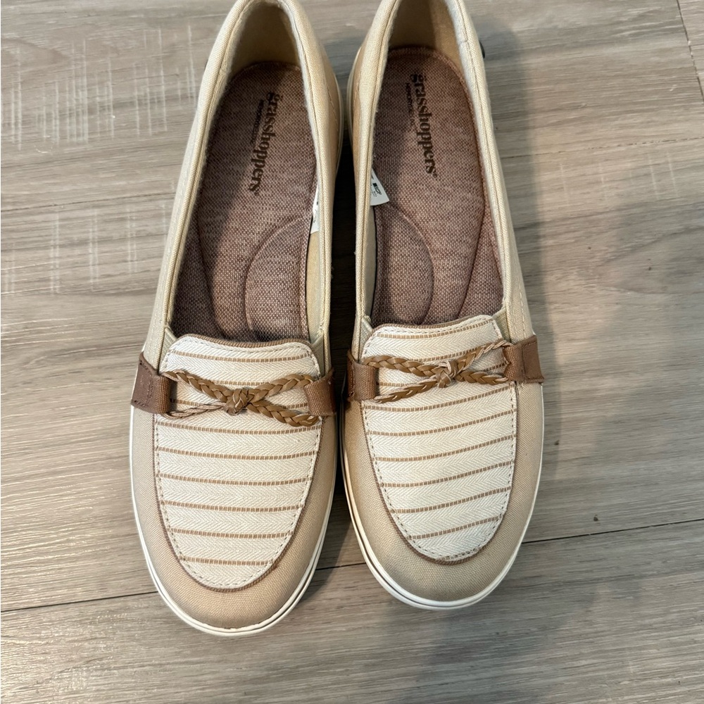 Grasshopper  Beige and Brown Women's Loafers, comfort. Used a couple of times.
